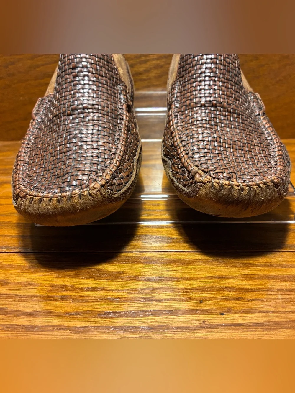 Y2K VTG Tommy Bahama Woven Leather Driver Loafers Brown Men’s Size 8